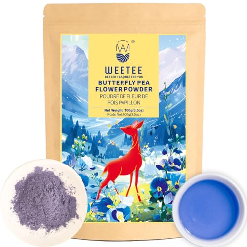 WT WEETEE Butterfly Pea Flower Powder, 100% Natural & Pure from Blue Butterfly Pea Flowers, Caffeine...