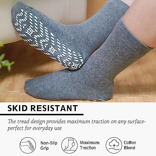 Image of ZAKASA Non Slip Grip Socks - Non Skid Crew Grippy Socks for Men Women Anti Slip Grippers for Elderly Hospital Yoga Pilates