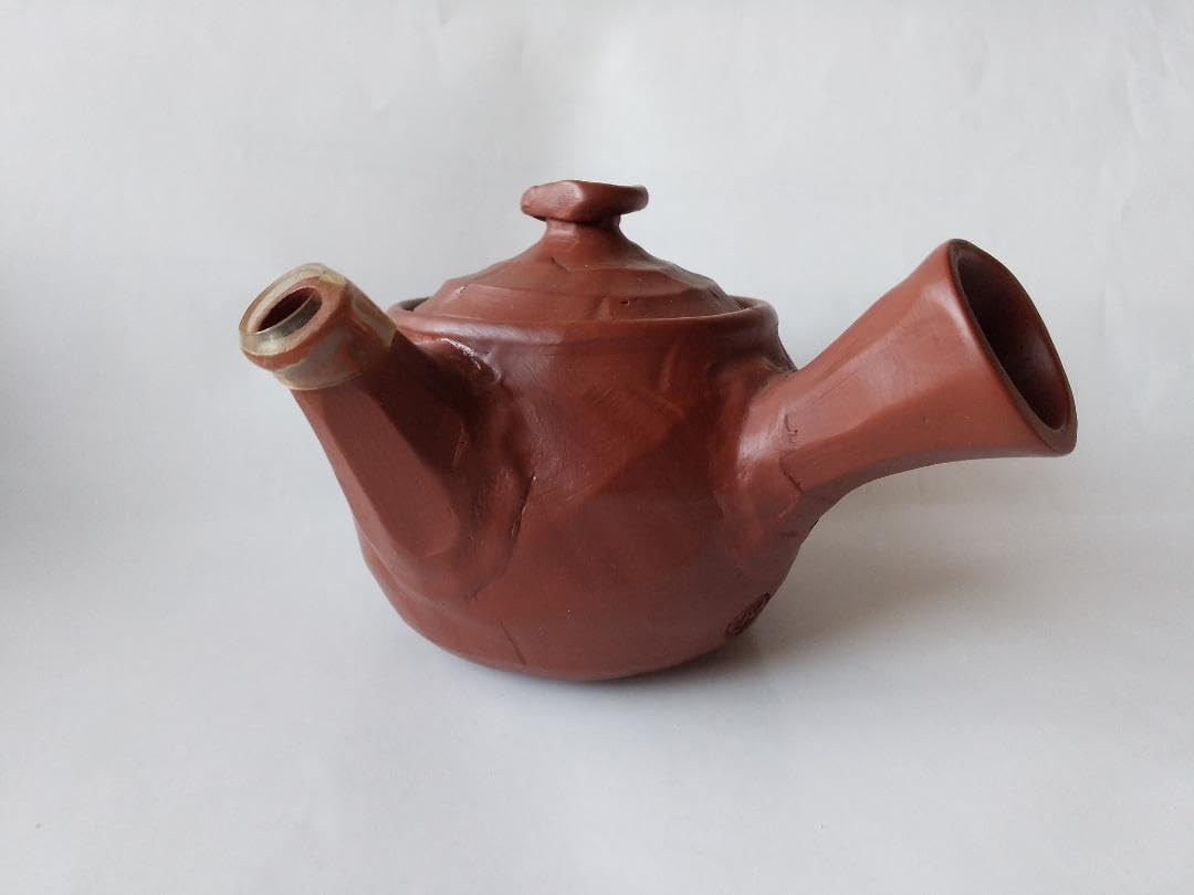 竹内靖之 師 山本陶秀 備前龍摘み 籐手付き面取り土瓶