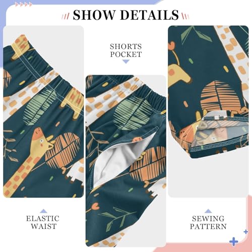 Giraffe Leaf Boys Long Pants Soft Trousers Elastic Waist Kids Lounge Bottoms with Pockets S-XL4