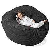 Lounge Pug®, Puff Gigante 'Mega-Mamut', Pana Clásica - Negro