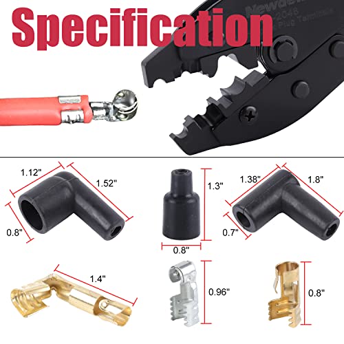 Image of Ratchet Spark Plug Wire Crimper Set, Newdeli 25Pcs Spark Plug Crimping Tool and 180 Degree /90 Degree /Straight Spark Plug Coil Terminals Boots Set for Crimping and Stripping Spark Plug Ignition Wire