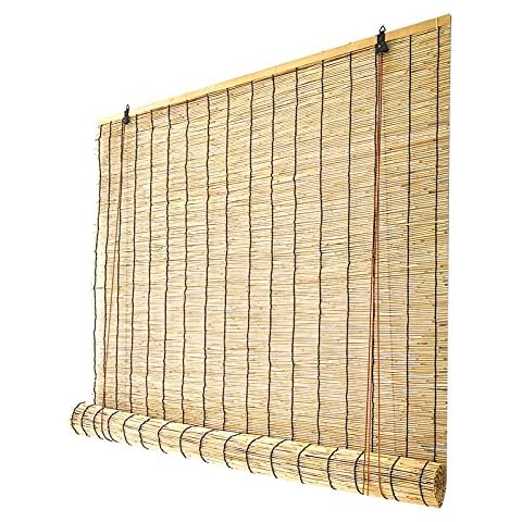 Geovne Natural Bamboo Roll Up Window Blind,Light Filtering Bamboo Window Blinds,Indoor Outdoor Reed Roller Blinds,Eco Bamboo Roller Blinds,Sunshade for Balcony/Pavilion/Tea Room (120x160cm/47x63in) Cover