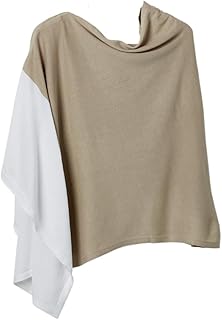 Women's Classic Colorblock Everyday Cotton Poncho, Black Solid Solid - Buy now