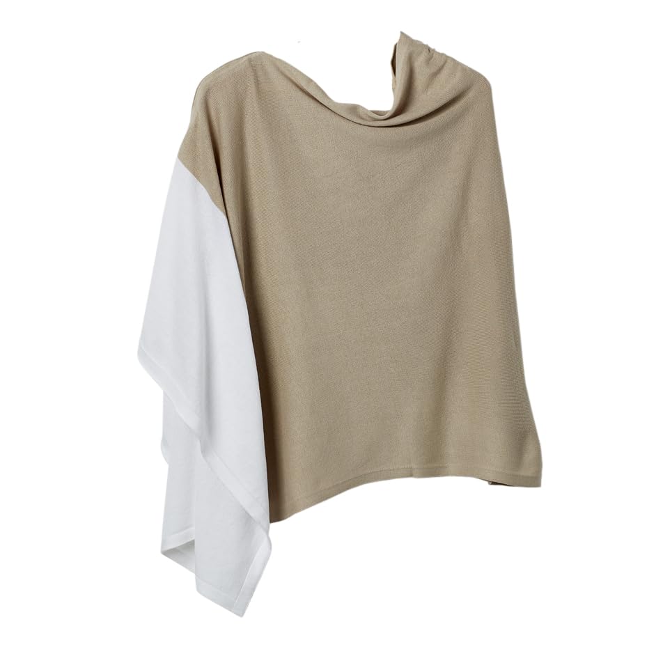 Image of Hadley Wren Women's Classic Colorblock Everyday Cotton Poncho, Black Solid Solid