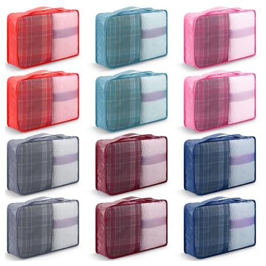 CACASO 12 organizadores de bagagem grandes, organizadores de bagagem para malas, bolsas organizadoras de viagem de malha leve para viagens, caminhadas, acampamento, mochila (multicoloridas)