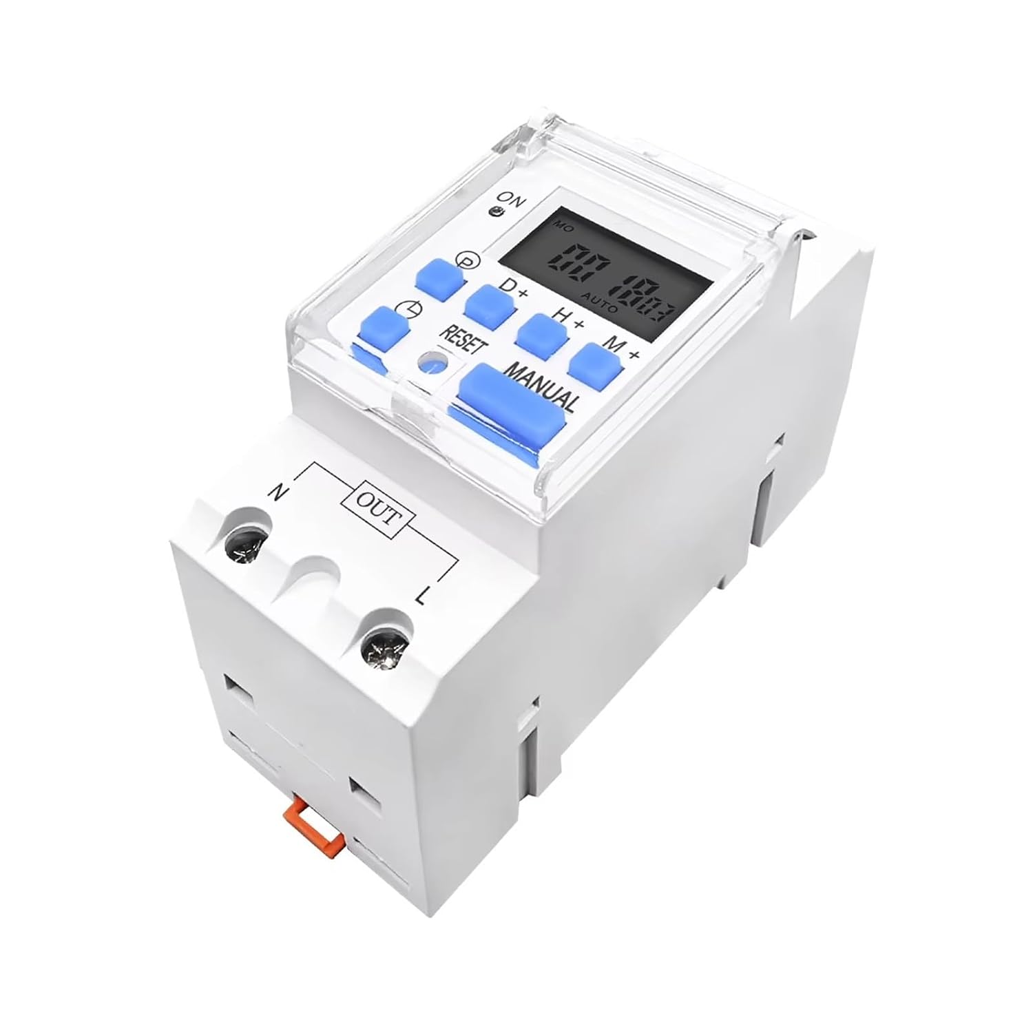 AHC15A AHC30A DIN Rail Digital Timer Switch 12V 24V 48V 110V 220V AC DC Weekly Programmable Time Relay 15A 30A 16 ON Off(AHC30A,48V AC DC)