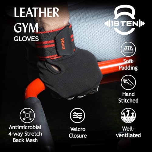 19.ten Leather Gym Gloves For Men And Women, Gloves For Professional Weightlifting, Fitness Training And Workout (M (Fits 7.5-8 Inches), Blue-Black) 5 513QXlHQgsL