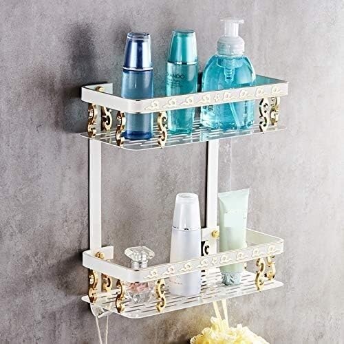 VUcica Bathroom Shower Caddies Black Aluminium Bathroom Shelves Wall Kitchen Rectangle Shelf Bathroom Shower Caddy Storage Shampoo Basket