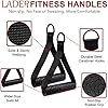 LADER Cable Machine Attachments LAT Pulldown Accessories - V-Shaped Handle + Triceps Rope Pull Down Attachment + Exercise Handles + Ankle Straps + Carabiner Clips for Home Gym Workout