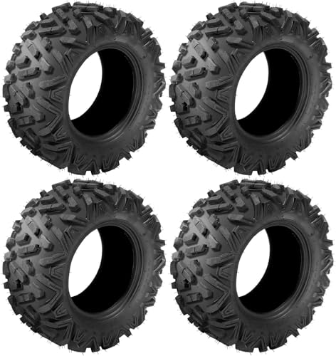 TUFFIOM Set of 4 ATV UTV All-terrain Tires 25x8-12 Front & 25x10-12 Rear, 6 PR, Tubeless