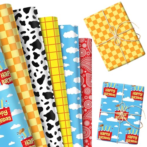LaVenty Spielzeug Partyzubehör Geschenkpapier Cowboy Geschenkpapier Wüsten DIY Bastelgeschenk für Geburtstagsfeier Babyparty Geschenkdekoration