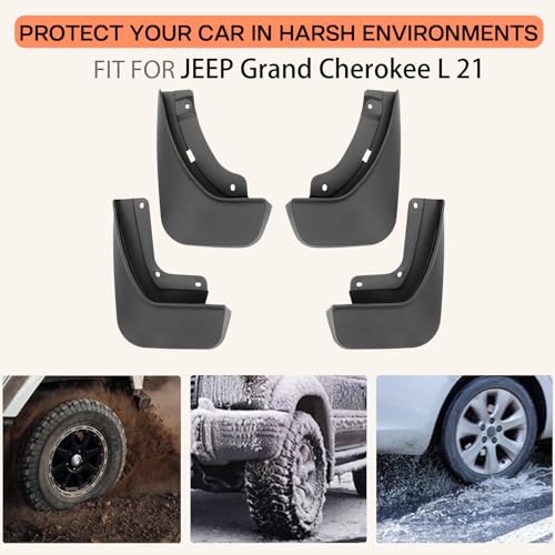 Image of Mud Flaps Splash Guards for Jeep Grand Cherokee L 2024 2023-2021 | No Drilling Required Bendable Mud Guards | Front & Rear 4-Piece Set Car Accessories