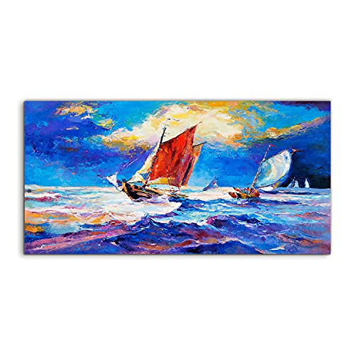 Tableau en verre trempé 100x50 cm decoration mer vagues salon