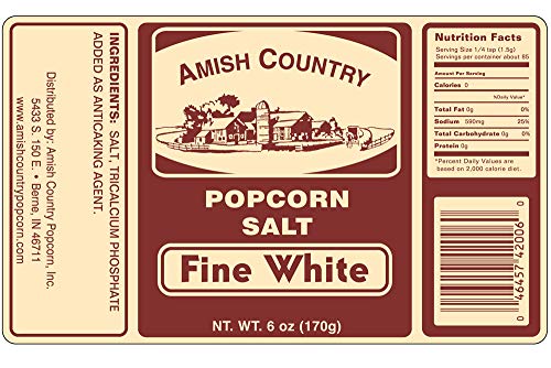 Amish Country Popcorn | Fine White Popcorn Salt - 4.5 Ounce | Old Fashioned, Non-Gmo And Gluten Free (4.5 Oz Jar) #TOP4