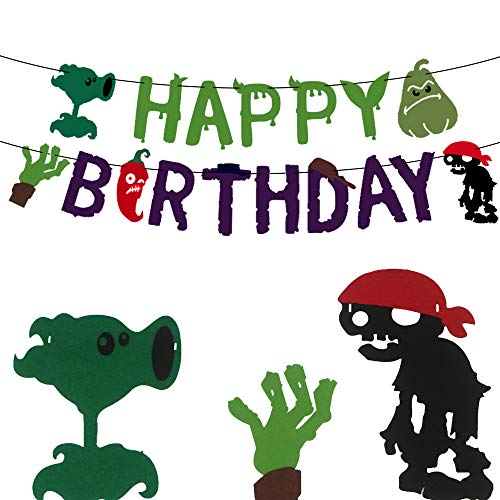 TGE-V Plants VS Zombies Birthday Party Banner for Various of PVZ Party Supplies Decorations, Banner Comes Assembled, 1 Pack
