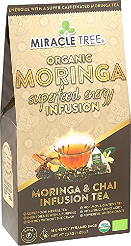 Miniatura 2 de Miracle Tree 's Moringa Energy Tea - Chai  Mezcla de súper cafeína  Alternativa de café saludable, perfecta para la concentración  Certificado