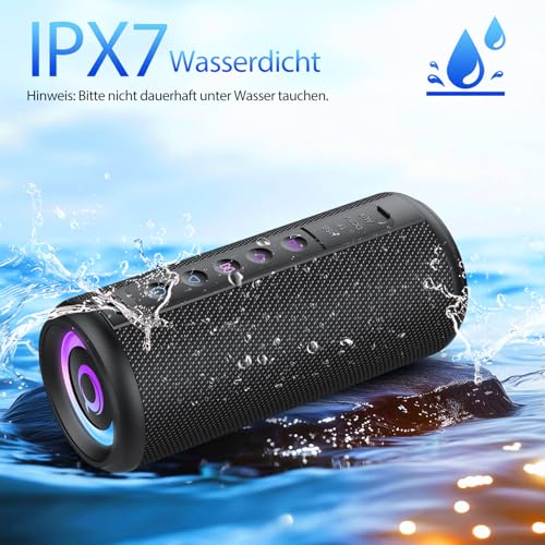 dotn Bluetooth Lautsprecher, Musikbox Bluetooth 5.4 mit RGB Licht, Tragbare Bluetooth Box, Freisprechfunktion, IPX7 wasserdicht… – Ansicht 6