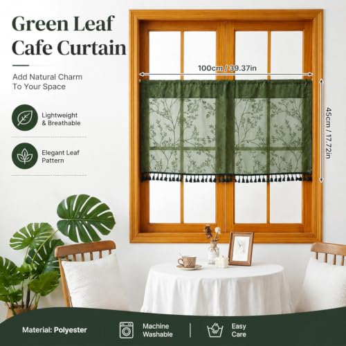 Image of HASTHIP Boho Tassels Window Valance Floral Farmhouse Kitchen Curtain