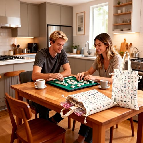 Mahjong Bags para Fichas y Bastidores, Lona Resistente miniatura 6