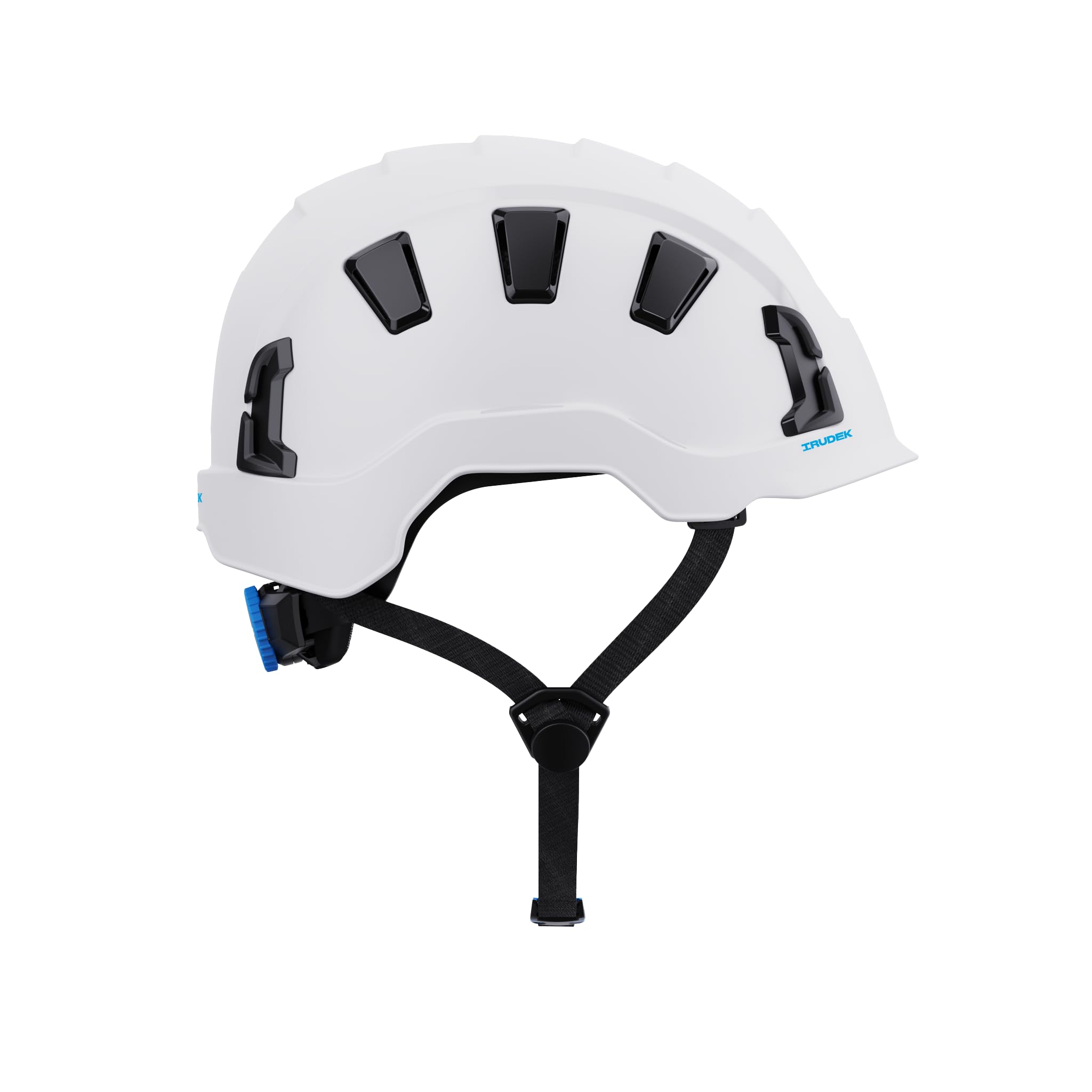 Irudek OREKA II Vent Blanco – Casco de Seguridad ventilado para Trabajos en Altura, ABS Ultraligero, barboquejo Ajustable, Ranuras universales 30 mm, Chip NFC, EN 397 / EN 12492