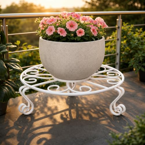 Image of Kundi Iron Plant Stand | Rust-Proof Flower Pot Holder for Indoor & Outdoor Use | Strong Metal Gamla Stand