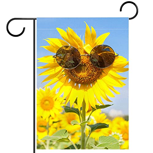 Drapeau de jardin de bienvenue avec tournesol rigolo pour animer votre terrasse