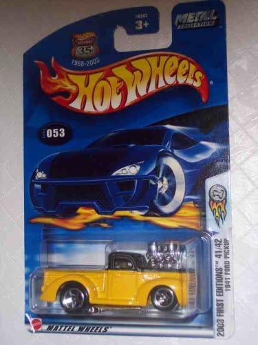 Primeras ediciones 2003 -# 41 1941 Ford Pickup Flat Black Roof Light Red Tampo #2003-53 Coche coleccionista coleccionable Mattel Hot Wheels