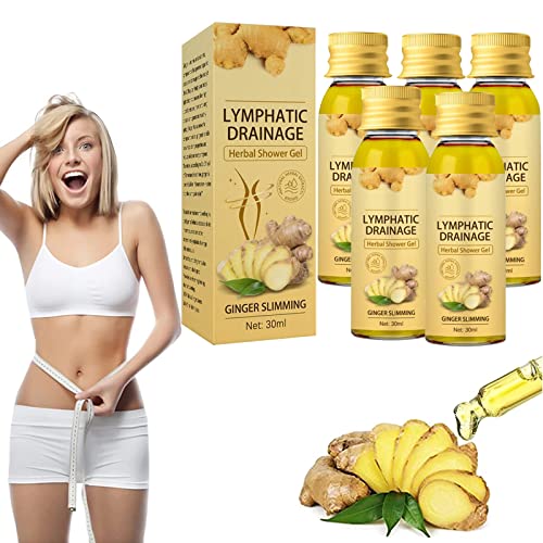 Lymphdrainage-Kräuter-Duschgel,Ingwer-Lymphdrainage-Pflanzen-Duschgel,30 ml Natürliche, organische, feuchtigkeitsspendende Körperwäsche Lindert Stress zur Verjüngung der Haut (5St) Cover