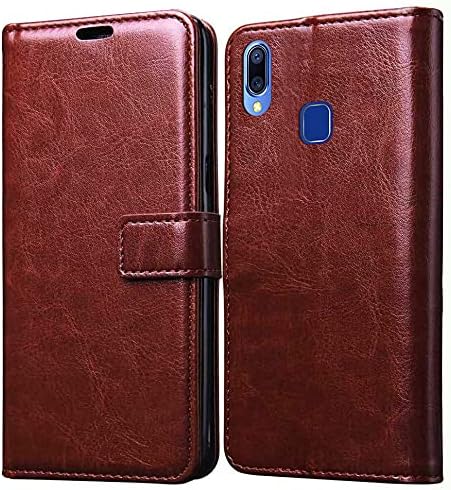 Jkobi Vintage Flip Case Cover For Vivo Y95 | Vivo Y93 | Vivo Y91 | Premium Leather | Inner TPU | Foldable Stand | Wallet Card Slots -Brown