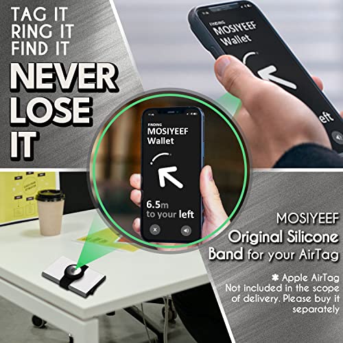 Mens Wallet Card Holder for AirTag - Minimalist Stealth Pop Up Wallet for Men Compatible with Apple AirTag - Slim RFID Metal Wallet with Rubber Bands Holds 10-14 Credit Cards and Cash (Black & Sliver)4