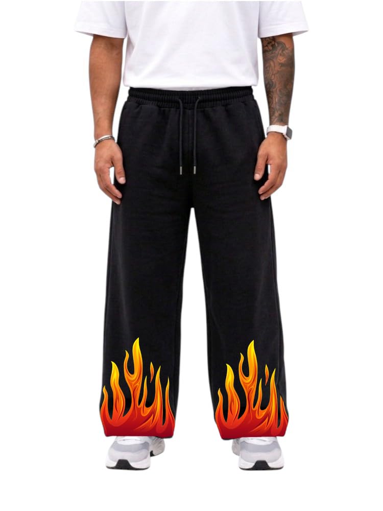 enziko Men Graphic Printed Cotton Baggy Track Pants |Sweat Pants |Oversized |Loose Fit |High Waist | Side Pockets |Wide Leg Open |Relaxed Fit |-picture-33