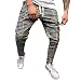 Produktbild Herren Hose Streifen Karierte Casual Sporthosen Festlich Bekleidung Slim Fit Drawstring Hip Hop Hose Chinohose Männer Freizeithose Chino Hose Sweatpants (Color : Gelb, One Size : XL)