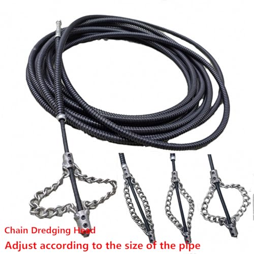 Abflussreinigungsschlange, robust, Flex-Schaft, 500 cm, Verstopfungsentferner für Zuhause, Waschbecken, Wannen und Duschen, bohrbetriebenes Entkalkungskettenwerkzeug, Schwarz