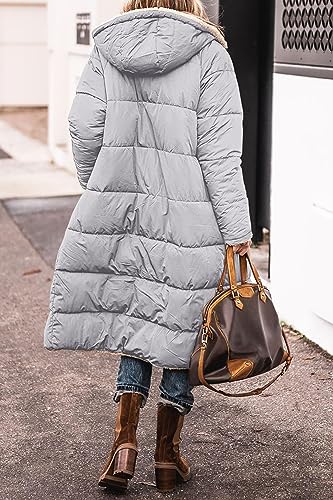 Thatrich Long Puffer Coat Women Casual Reversible Fleece Jacket Coats Loose Fit Windbreaked Winter Oversized Outfits Hooded2