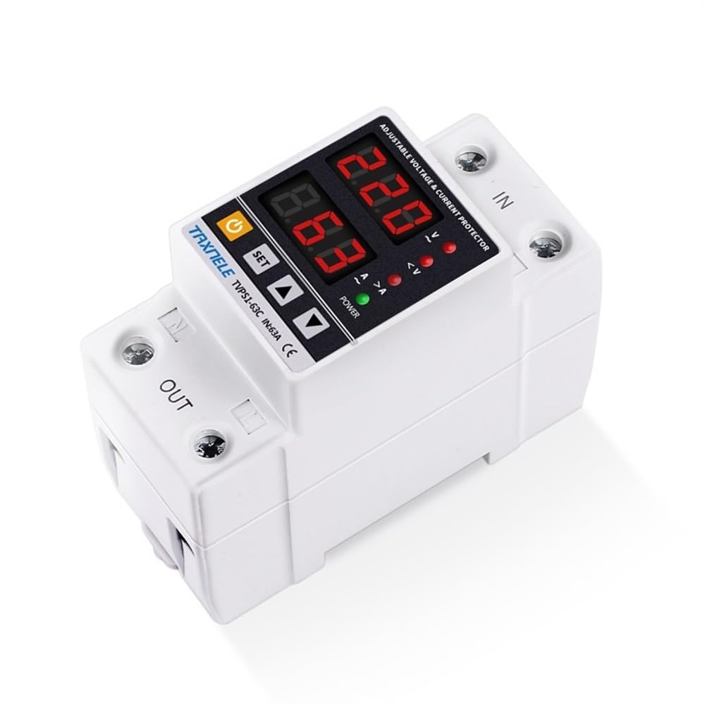 Diferencial Auto Rearmable Pantalla dual 40A 63A 230V Ajustable Digital Sobre Bajo Voltaje Relé Protector contra sobretensiones Límite Protección contra sobrecorriente Diferencial Auto Rearmable(40A)