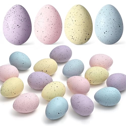 Waipfaru 16 Pcs Easter Eggs, Plastic Easter Decorations, Speckled Easter Table Decor...