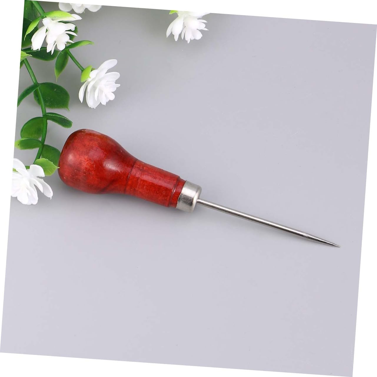 SEWOART Professional Wood Handle Sewing Awl Tool for Leather Craft DIY Stitching Accessories for Repairing Upholstery Canvas and More Essential for Hand Stitching Lovers