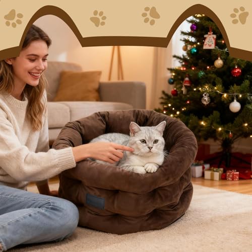Cama para gatos cueva lavable cómoda para cachorros en invierno interior 3