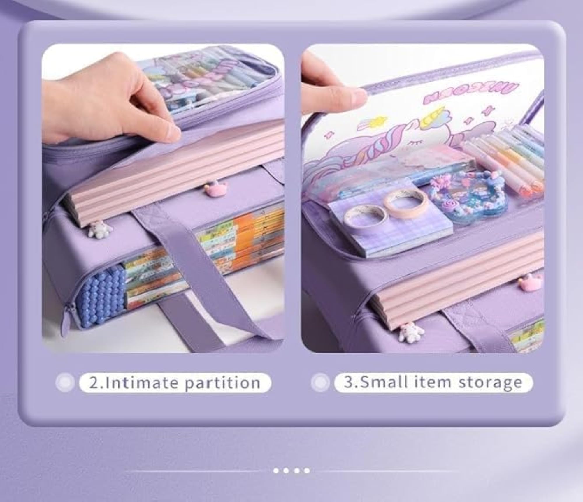 Cartoon Design Canvas Hand Bag with Zipper Closure