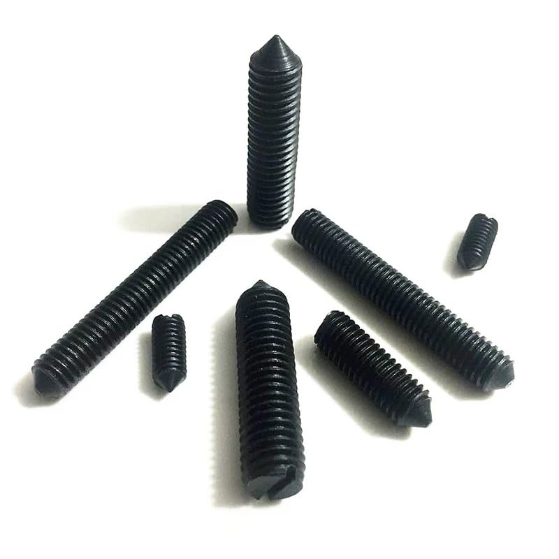 Tornillos de fijación ranurados de acero inoxidable SS304 negro con punta cónica M1,6 M2 M3 M4 M5 M6 (200,M5 x 0,8 x 6 mm)