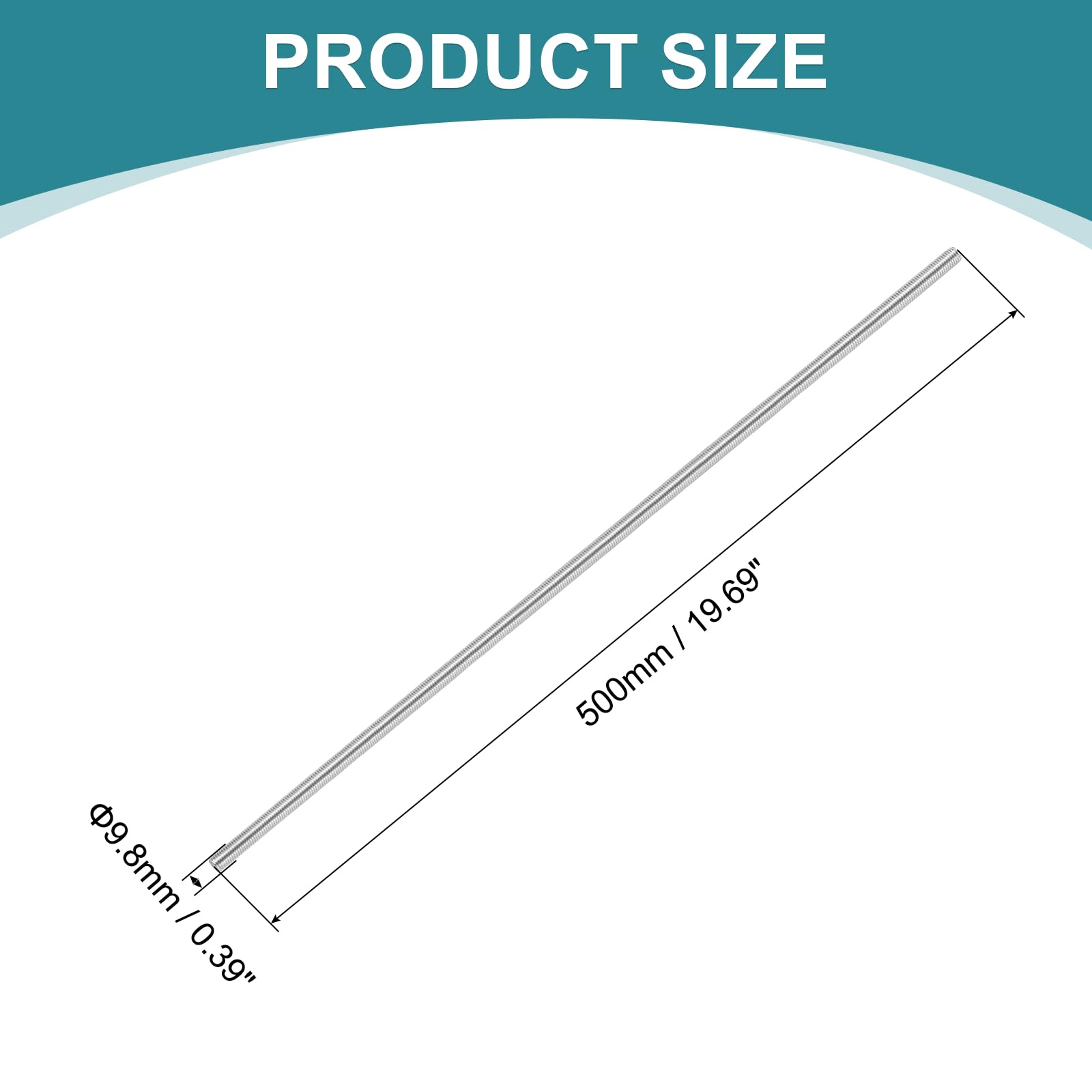 QUARKZMAN Tige Filetée Complète M10x500mm, Tiges Filetées Complète Filetage à Droite en Acier Inoxydable 304 avec Écrous et Rondelle Plate pour Serre-Joints Crochets U-Boulons, Argenté