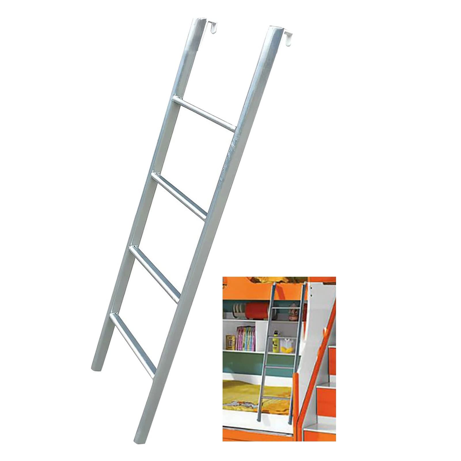 Échelle de lit superposé en métal argenté élégant pour loft et camping-car