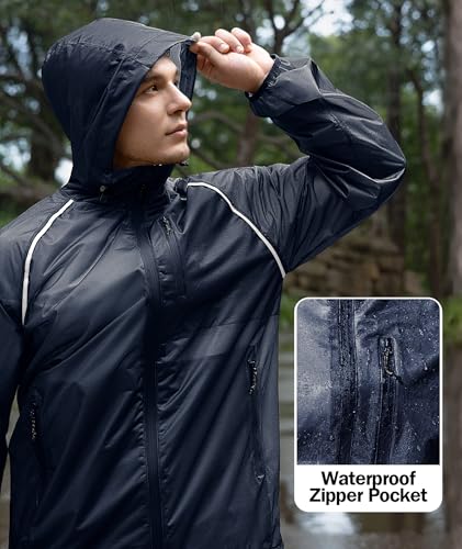 Image of SWISSWELL Mens Cycling Rain Jacket Waterproof Lightweight Windbreaker Jackets for Men Raincoat with Hood