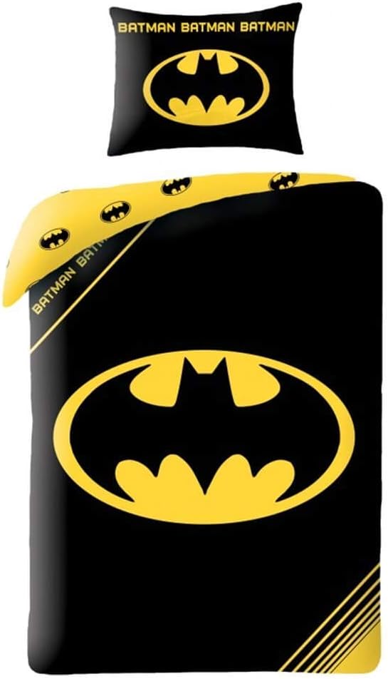 Reversible Batman Bedding Set, 100% Cotton, Duvet Cover 140 x 200 cm/Pillowcase 70 x 90 cm
