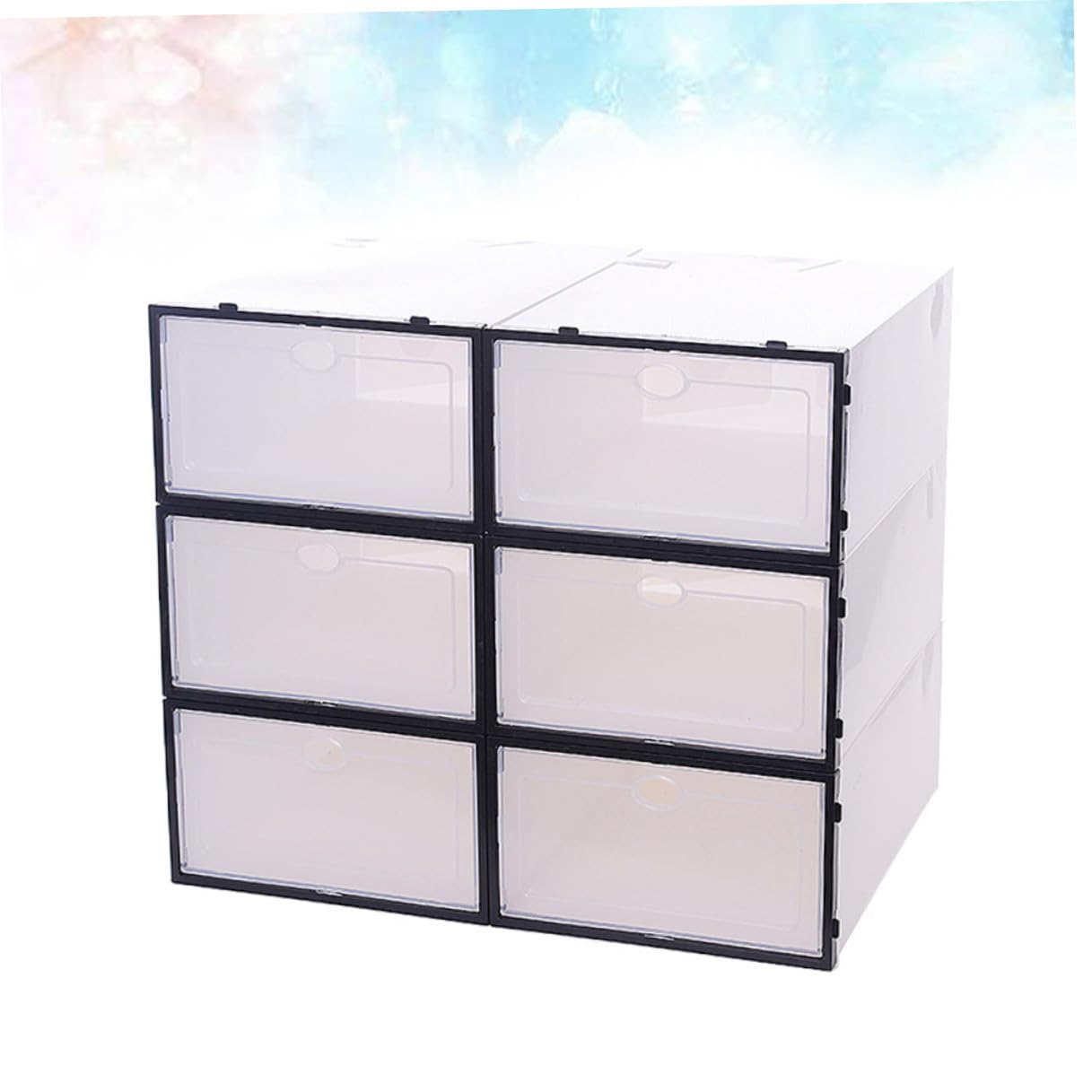 Set 6 Scatole per Scarpe Pieghevoli in Plastica Pp Design Trasparente, Organizer Scarpe Robusto e Salvaspazio per Armadi e Case