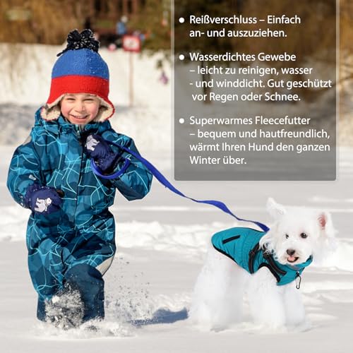 Savlot Warmer Hundemantel wasserdichte Hundejacke Gemütliche Hunde- und Katzen-Schneejacke Reißverschlussweste
