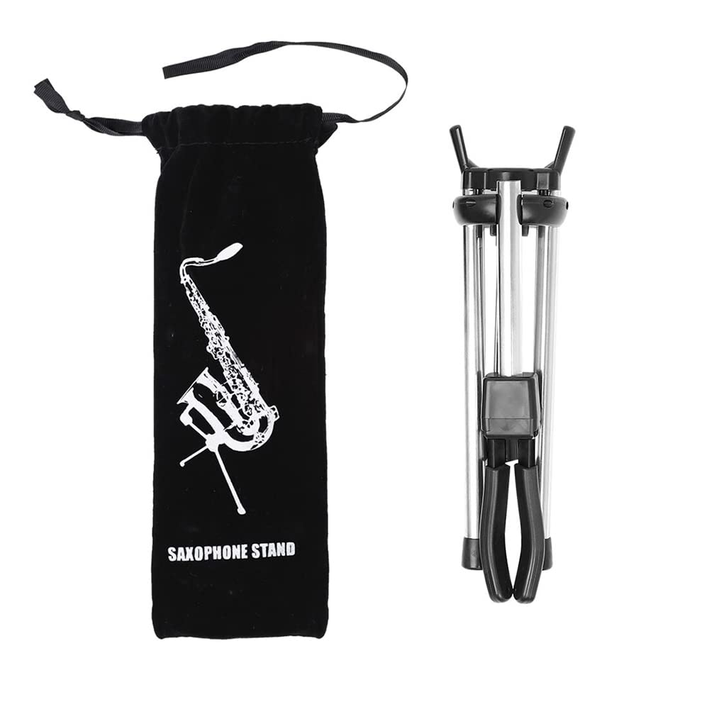 Ejoyous Foldable Saxophone Stand, Portable Alto Sax Metal Floor Stand Holder Aluminum Alloy Adjustable Sax Holder with Carry Bag