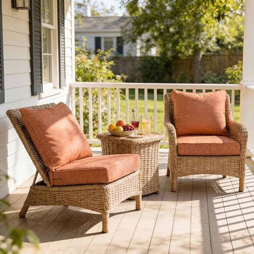Image of Art Leon 24 x 24 Outdoor Seat Cushion 30D High Density Foam Patio Chair Cushions with Non-Slip Backing Patio Cushions for Patio Furniture Porch Swing Garden Bench Camping Stadium Orange