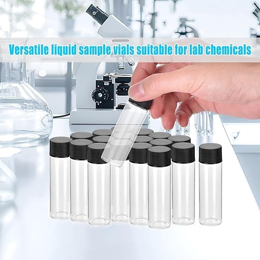 Image of Bello Borosilicate 20ml 10pcs Transparent Glass Vials with Lids Flat Bottom Bottles for Essential Oils Samples and Scientific Cosmetics Perfume making and High-pressure Resistant